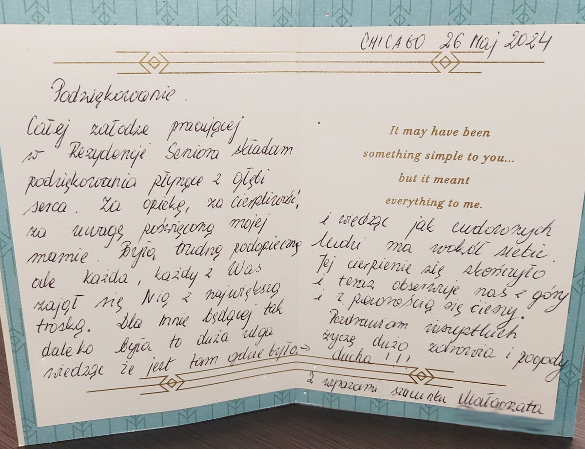 Kartka z podziękowaniem