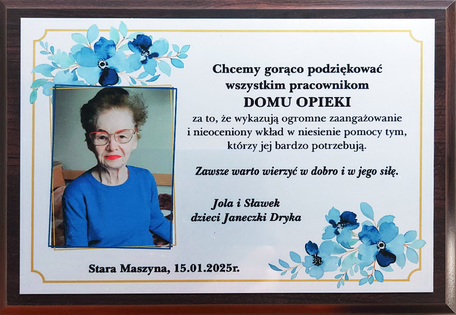 Podziękowanie od rodziny